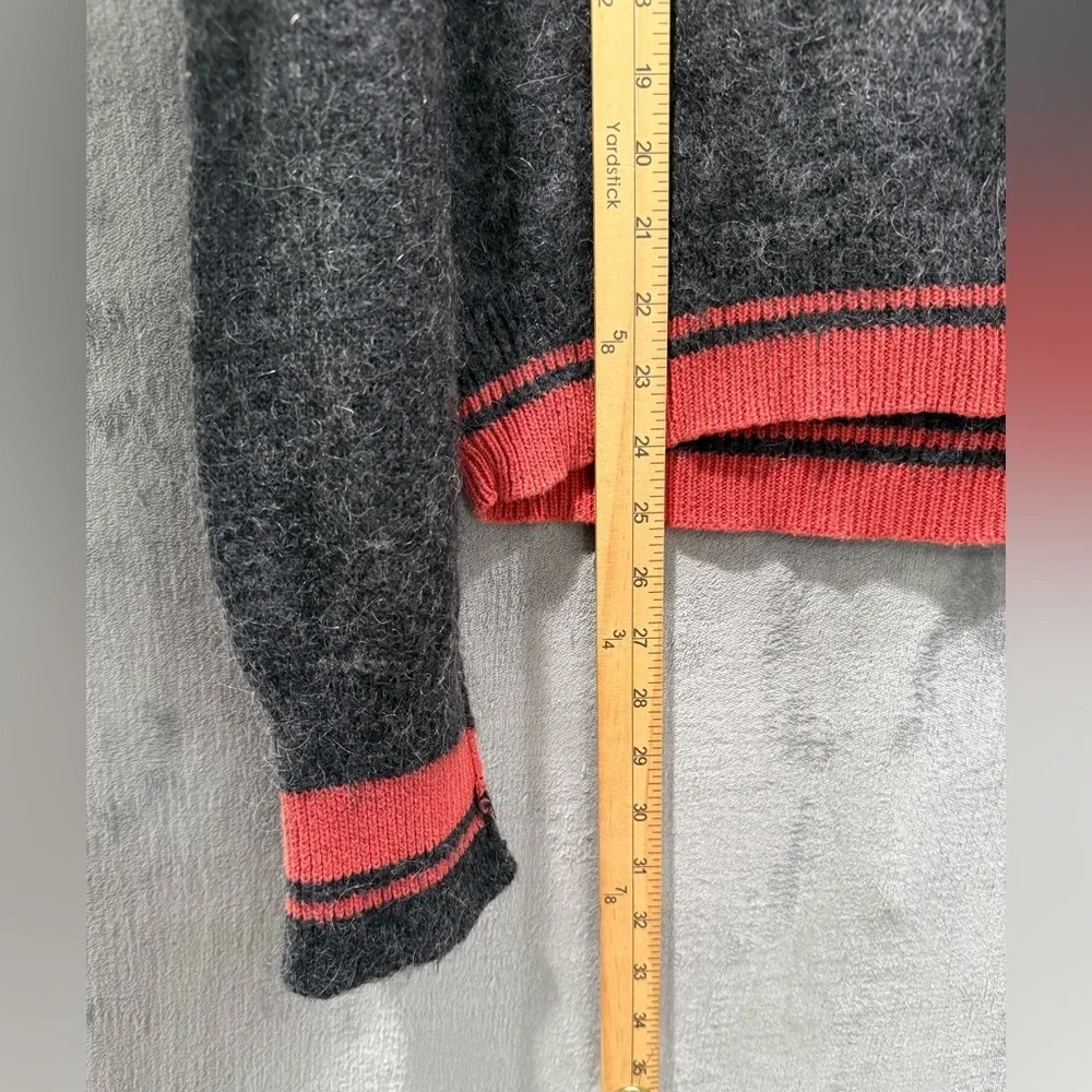 Banana Republic Vintage 90s Mohair Gray Melon Stripe Sweater Size XL